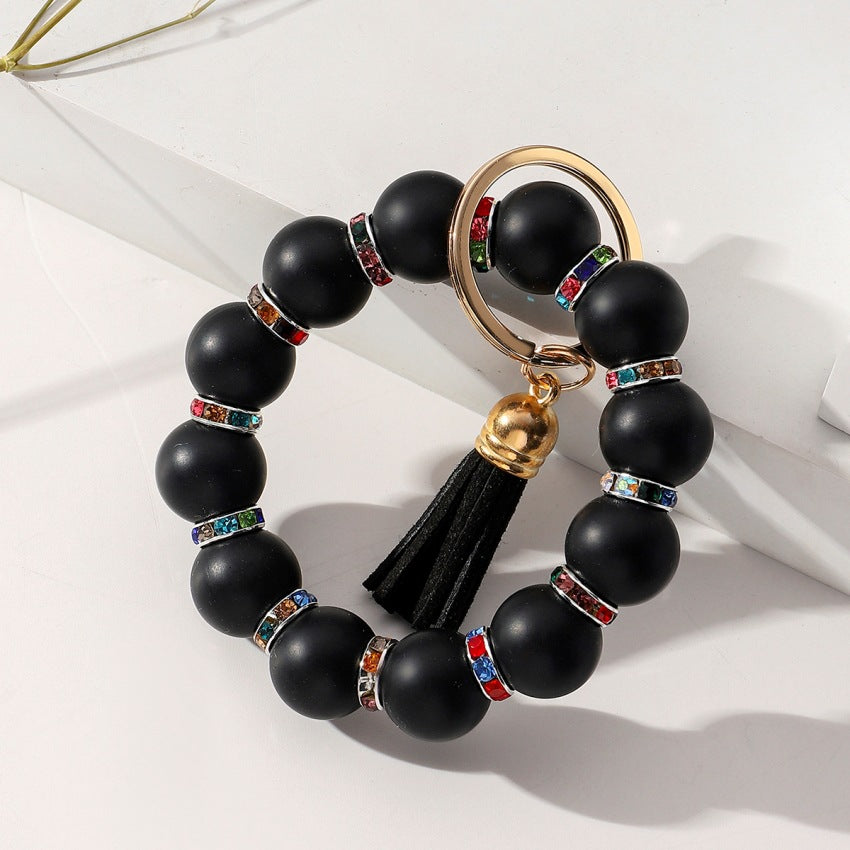 Wholesale Silicone Handmade Beaded Wrist Keychain